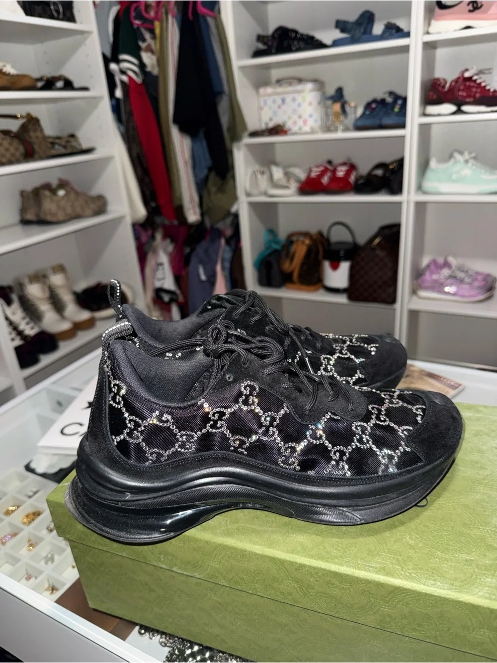 Gucci diamond rhinestone sneakers